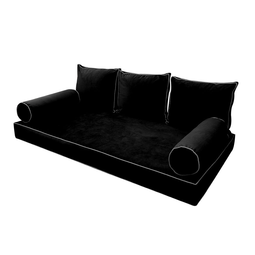 Style V3 Twin-XL Contrast Pipe Velvet Indoor Daybed Mattress Pillow Complete Set AD374