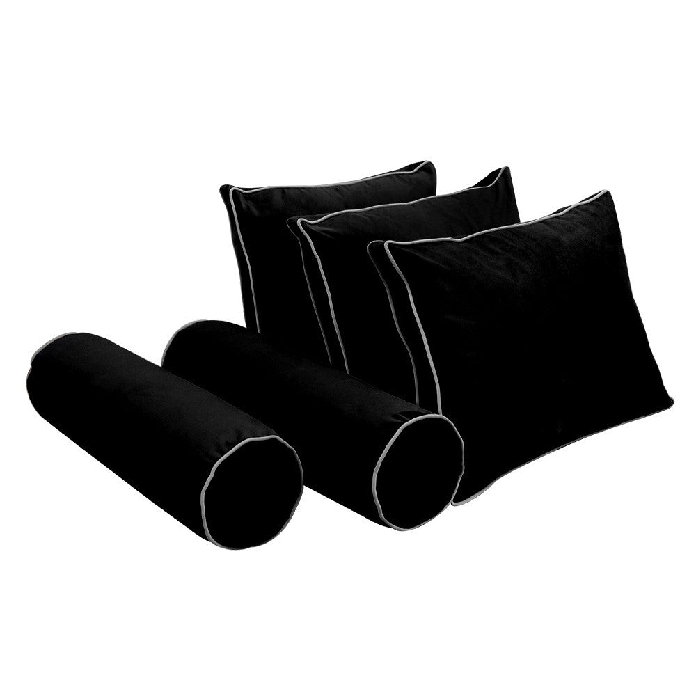 Style V3 Twin-XL Contrast Pipe Velvet Indoor Daybed Mattress Pillow Complete Set AD374