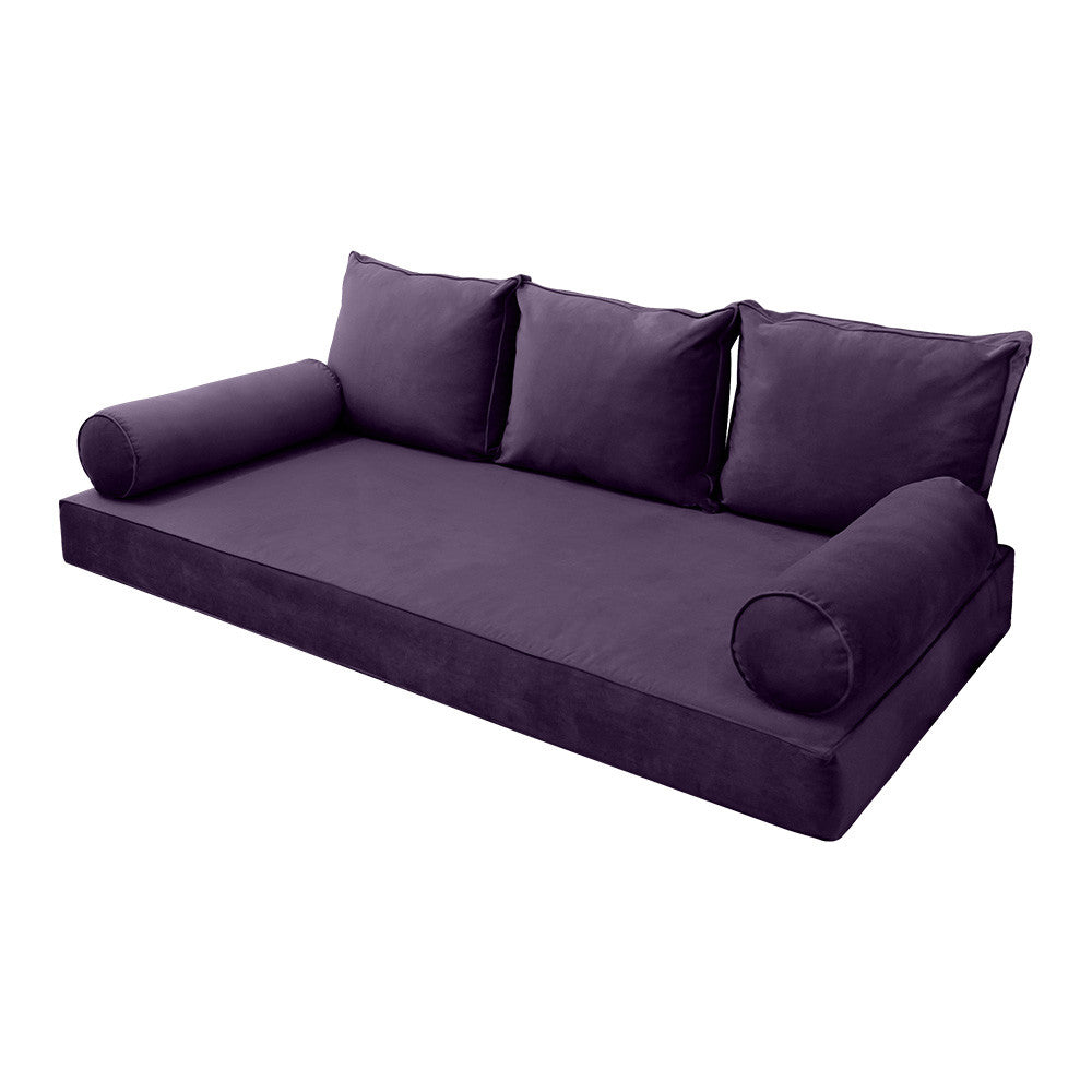 Style V3 Twin-XL Pipe Trim Velvet Indoor Daybed Mattress Pillow Complete Set AD339