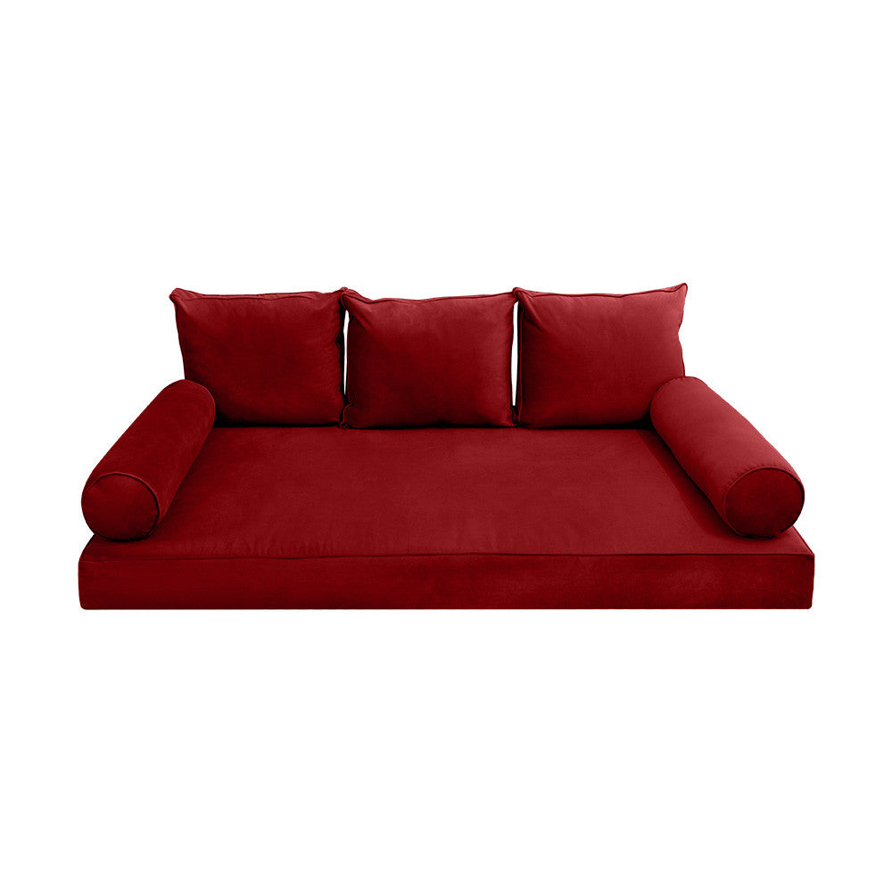 Style V3 Twin-XL Pipe Trim Velvet Indoor Daybed Mattress Pillow Complete Set AD369