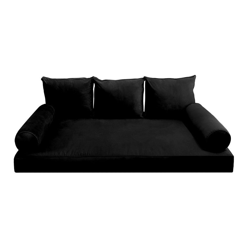 Style V3 Twin-XL Pipe Trim Velvet Indoor Daybed Mattress Pillow Complete Set AD374
