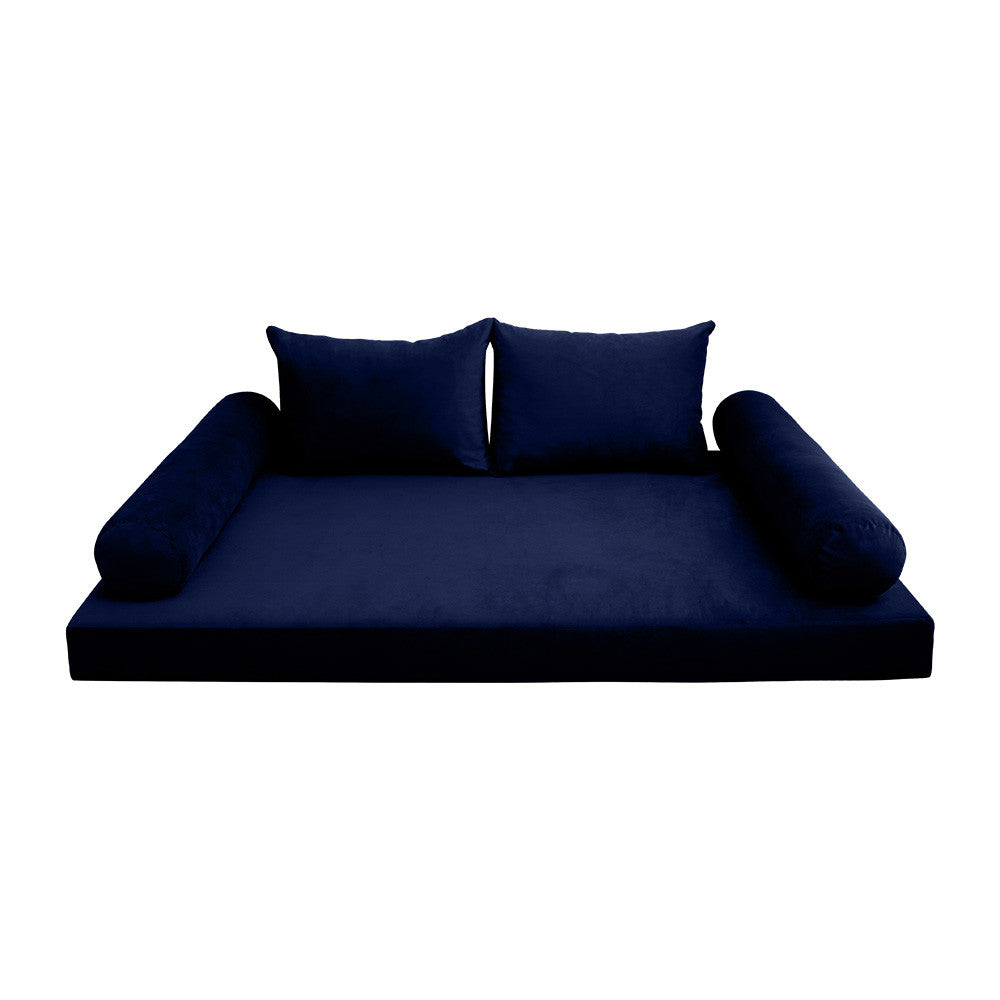 Style V4 Twin Knife Edge Velvet Indoor Daybed Mattress Pillow Complete Set AD373