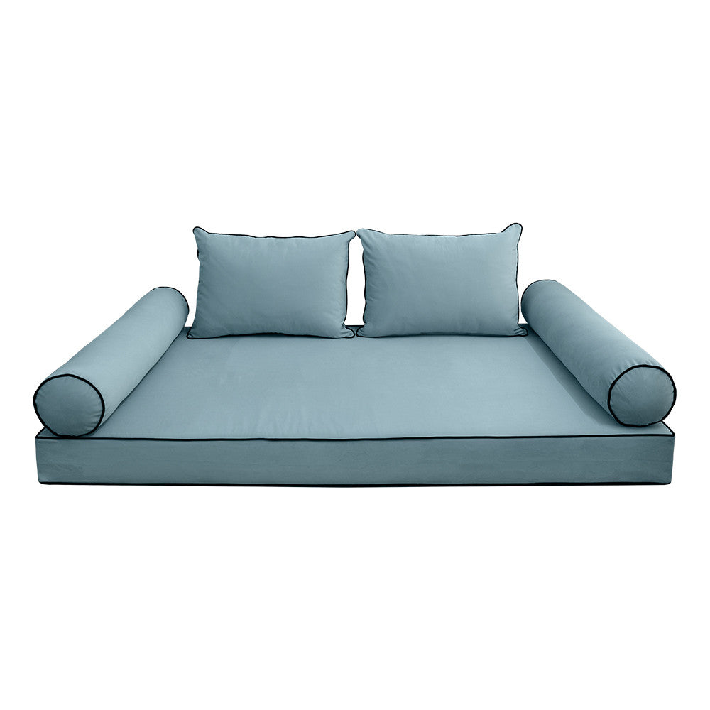 Style V4 Full Contrast Pipe Velvet Indoor Daybed Mattress Pillow Complete Set AD355
