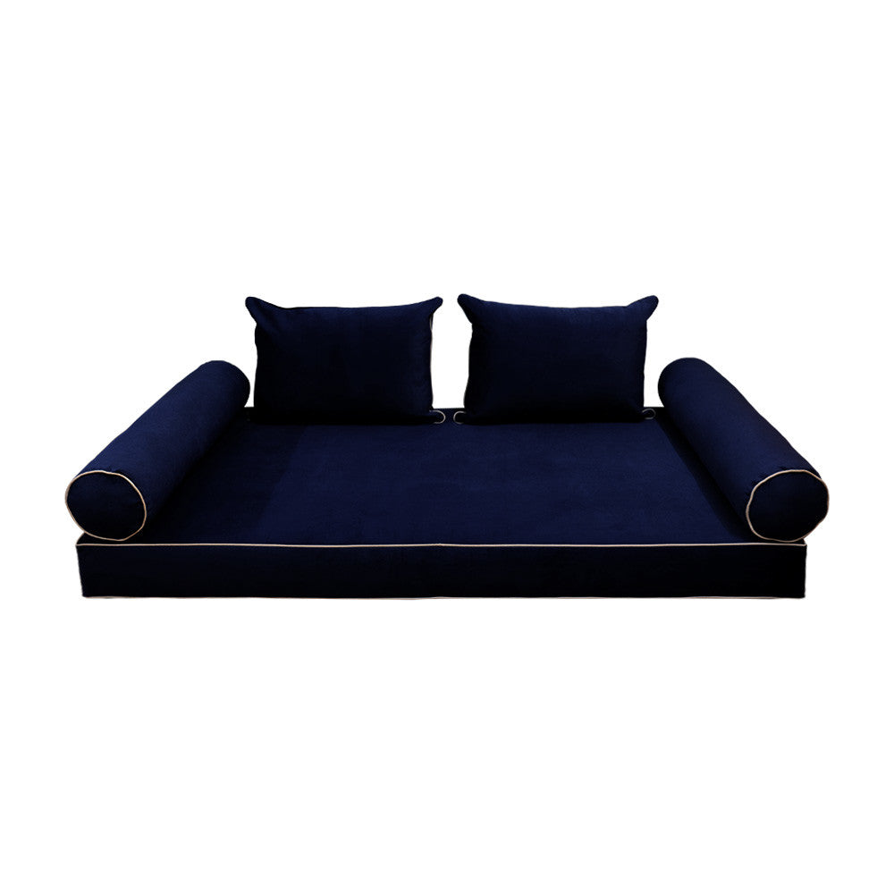 STYLE V4 Full Velvet ContrastPipe Indoor Daybed Mattress Pillow|COVER ONLY|AD373