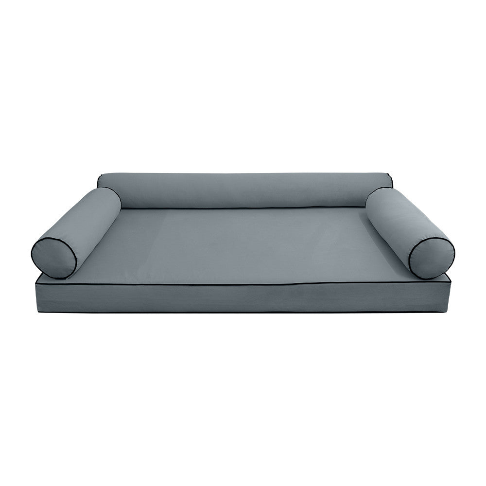 STYLE V6 Twin-XL Velvet Contrast Pipe Indoor Daybed Mattress Pillow |COVER ONLY| AD347