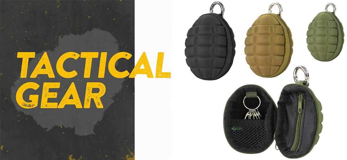Tactical Grenade Multi Purpose Zipper Keychain Tool Pocket Pouch