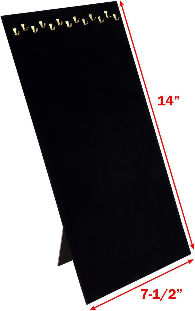 7-1/2"W x 14"H Black Velvet 7 Hook Easel Stand Necklace Chain Jewelry Display