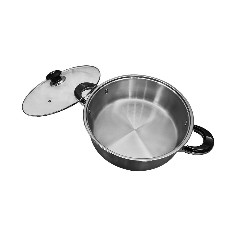 High Quality Stainless Steel Low Pot Dutch Oven Casserole Stock Pot with Lid