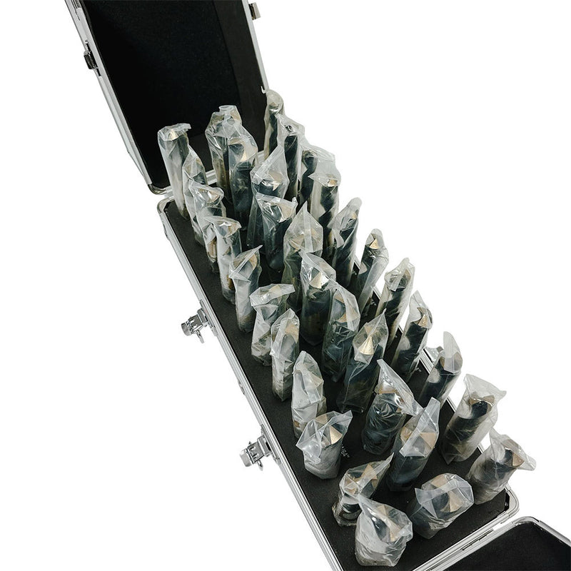 33 Pc Silver and Deming Drill Bit Set with 1/2 Inch Diameter Tri-Flat Shank