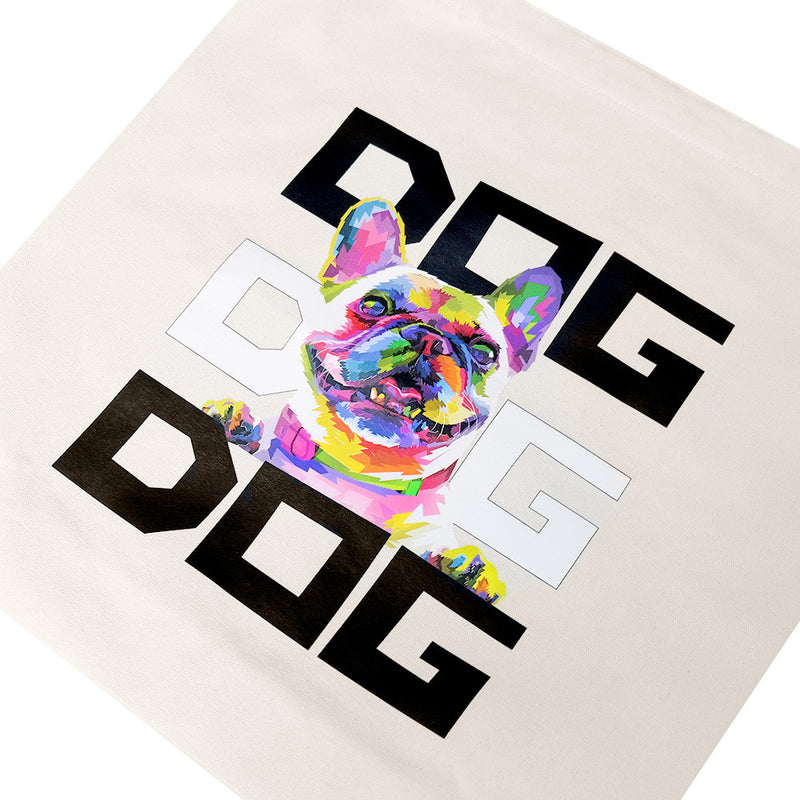 17" x 17" Large Reusable Canvas Grocery Bag Shopping Bag Bulldog Tote Bag