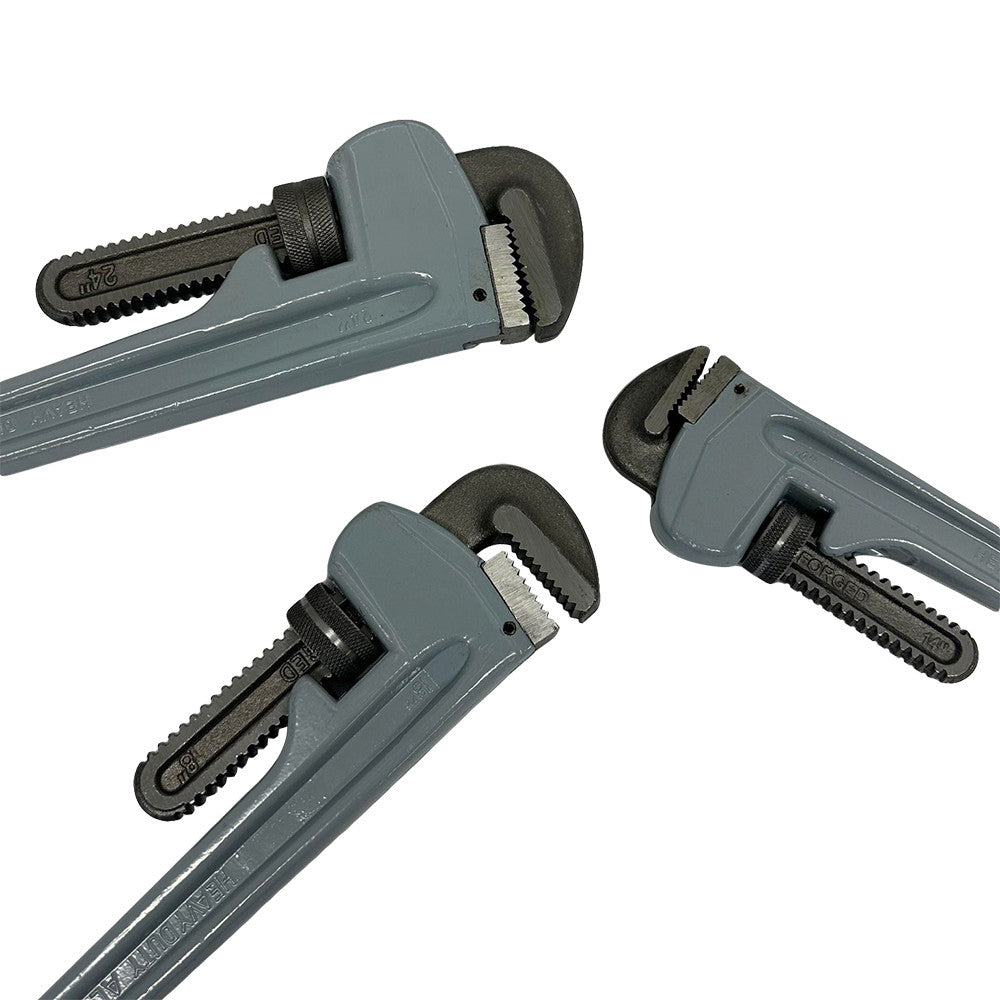 3 Pc Aluminum Pipe Wrench Set 14'' 18'' 24'' Adjustable Plumbing Wrench Set