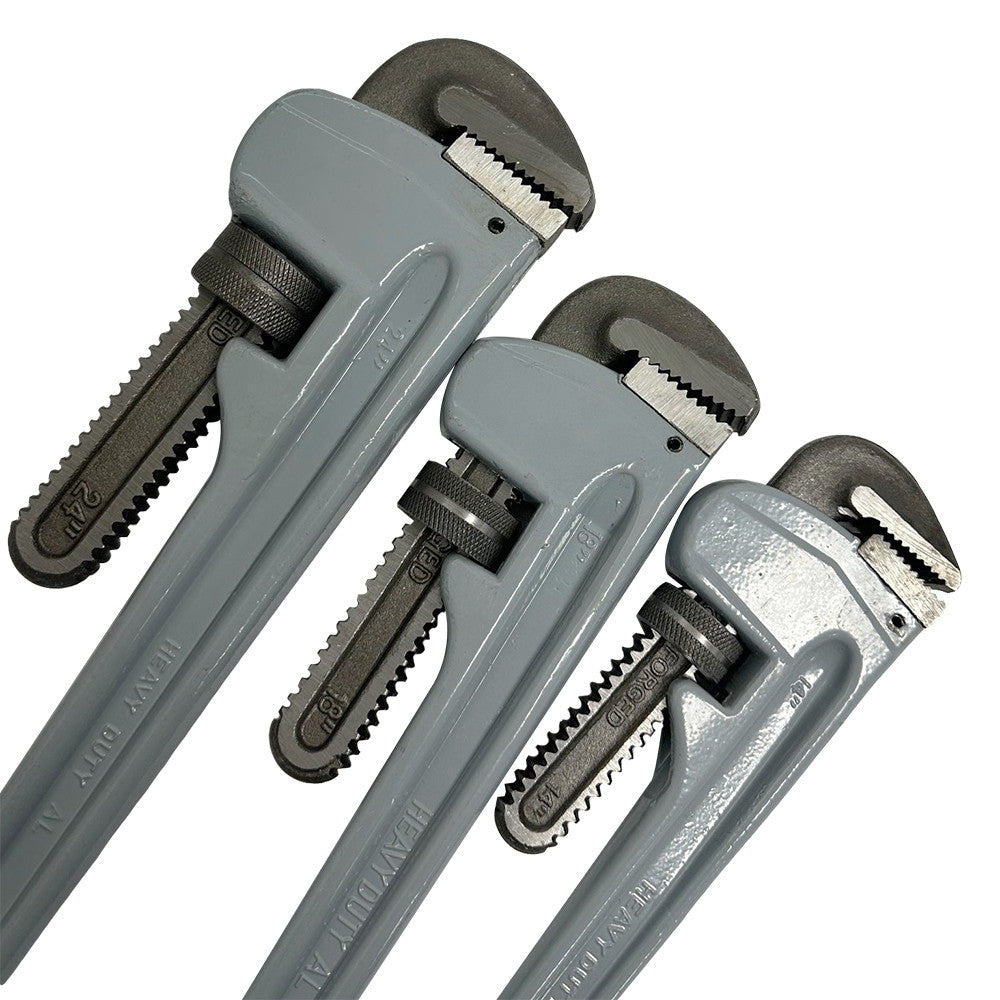 3 Pc Aluminum Pipe Wrench Set 14'' 18'' 24'' Adjustable Plumbing Wrench Set