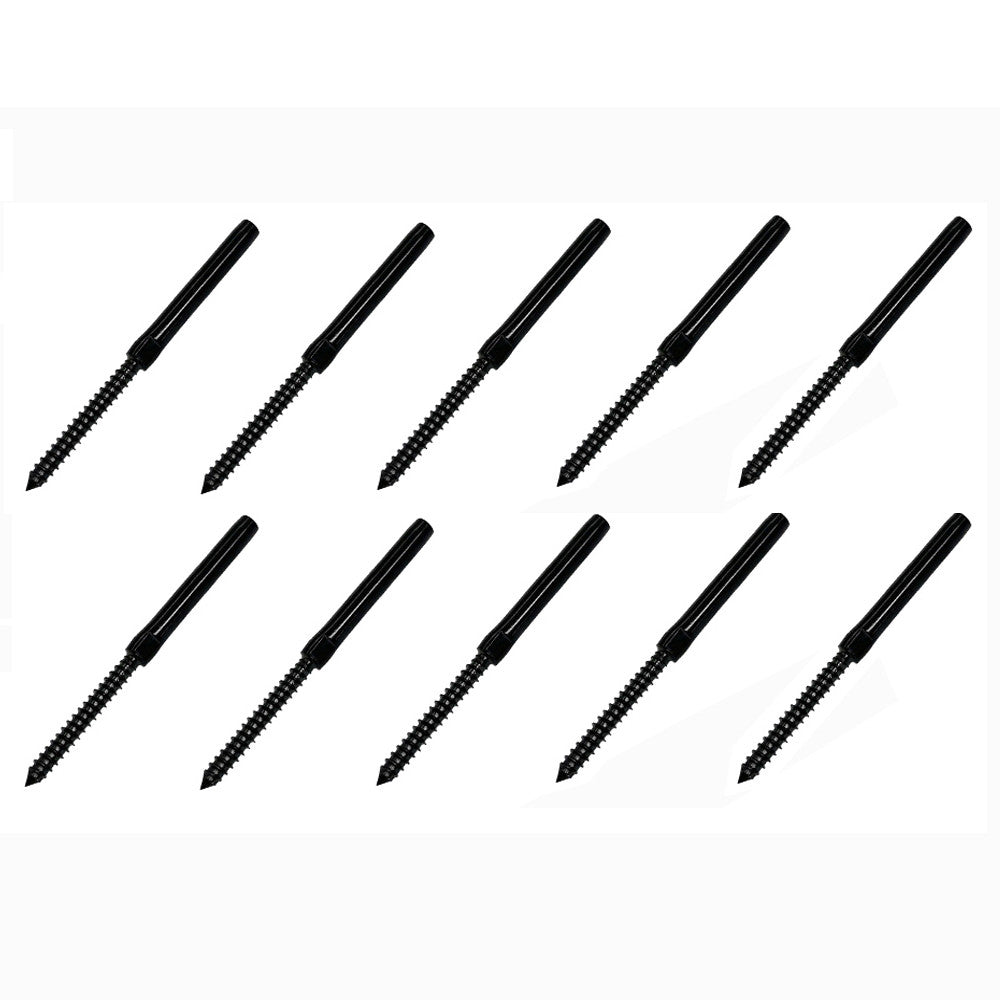 10Pc T316 SS Black Oxide Left Lag 3/16" Hand Swage Lag Stud For 3/16" Cable Wire