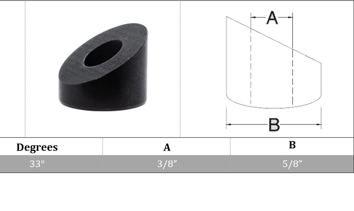 3/8" Black Oxide Stainless Steel Angled Washer 33 Degree Beveled Cable Railing