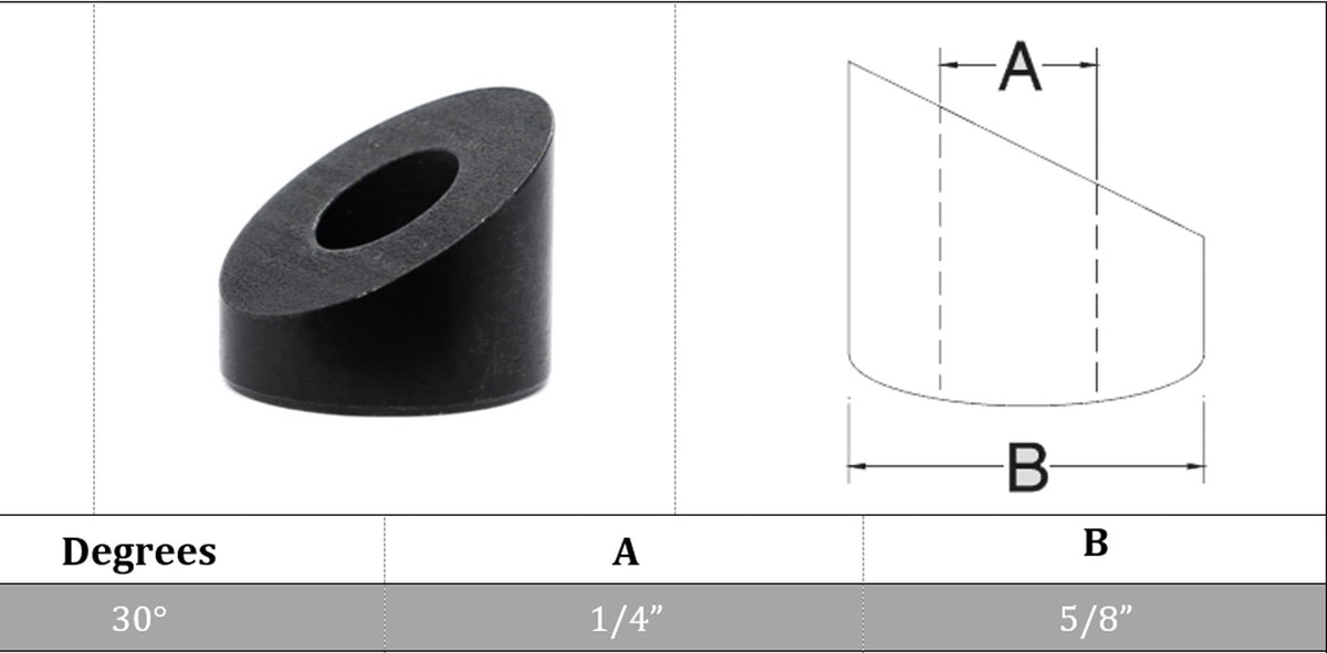 10Pc 1/4" Black Oxide Stainless Steel Angled Washer 30 Degree Beveled Cable Rail