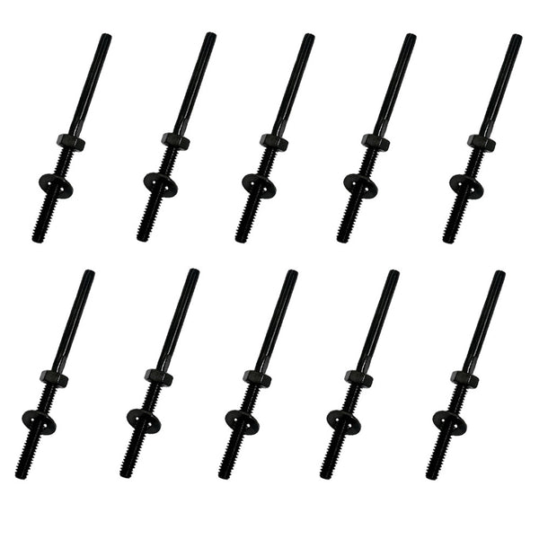 10 Pc Black T316 SS Hand Swage Wrench Flat Stud 1/4"-20 Thread For 1/8" Cable