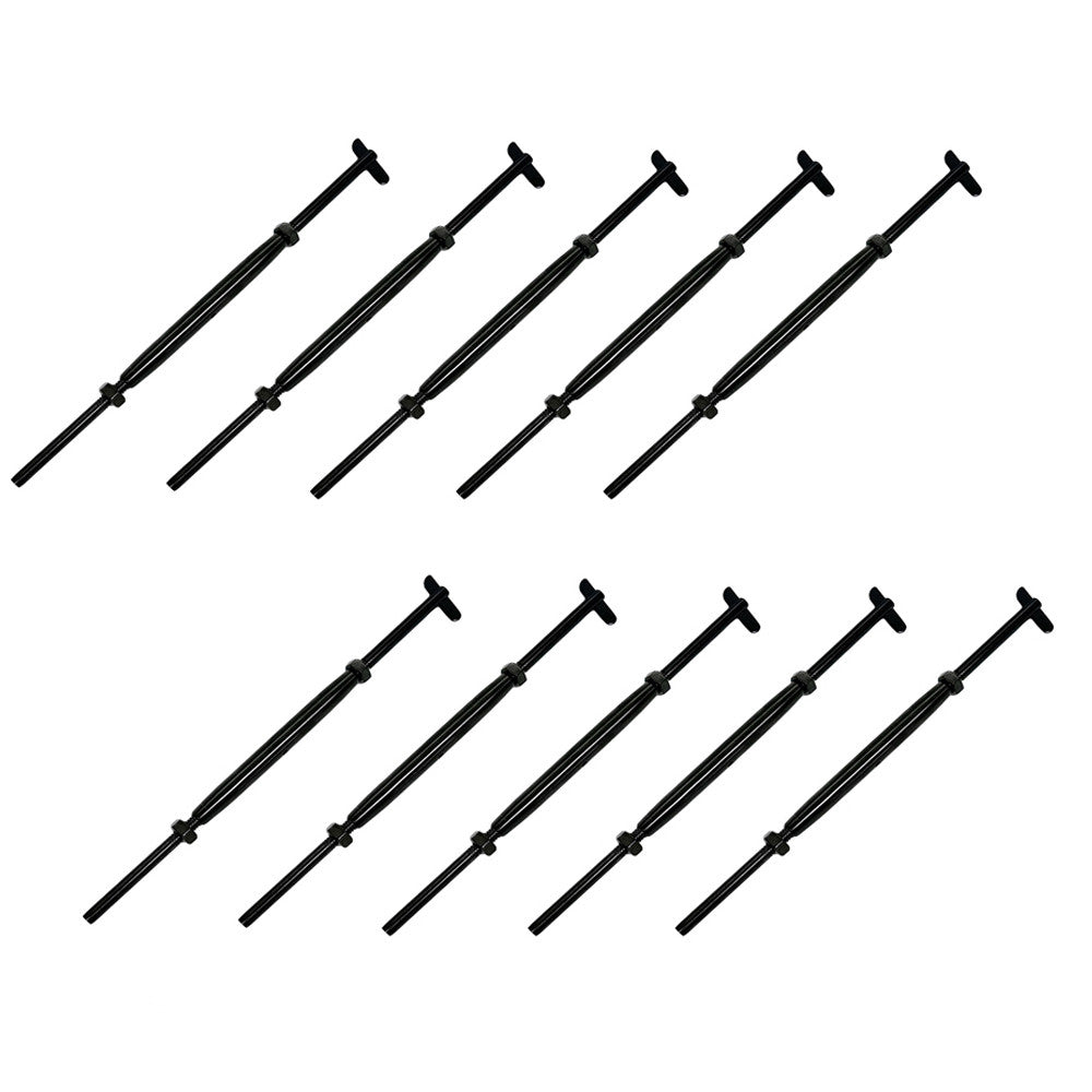 10 PC 1/8" Black T316 SS Hand Swage Drop Pin Stud Body Turnbuckle Cable Rail