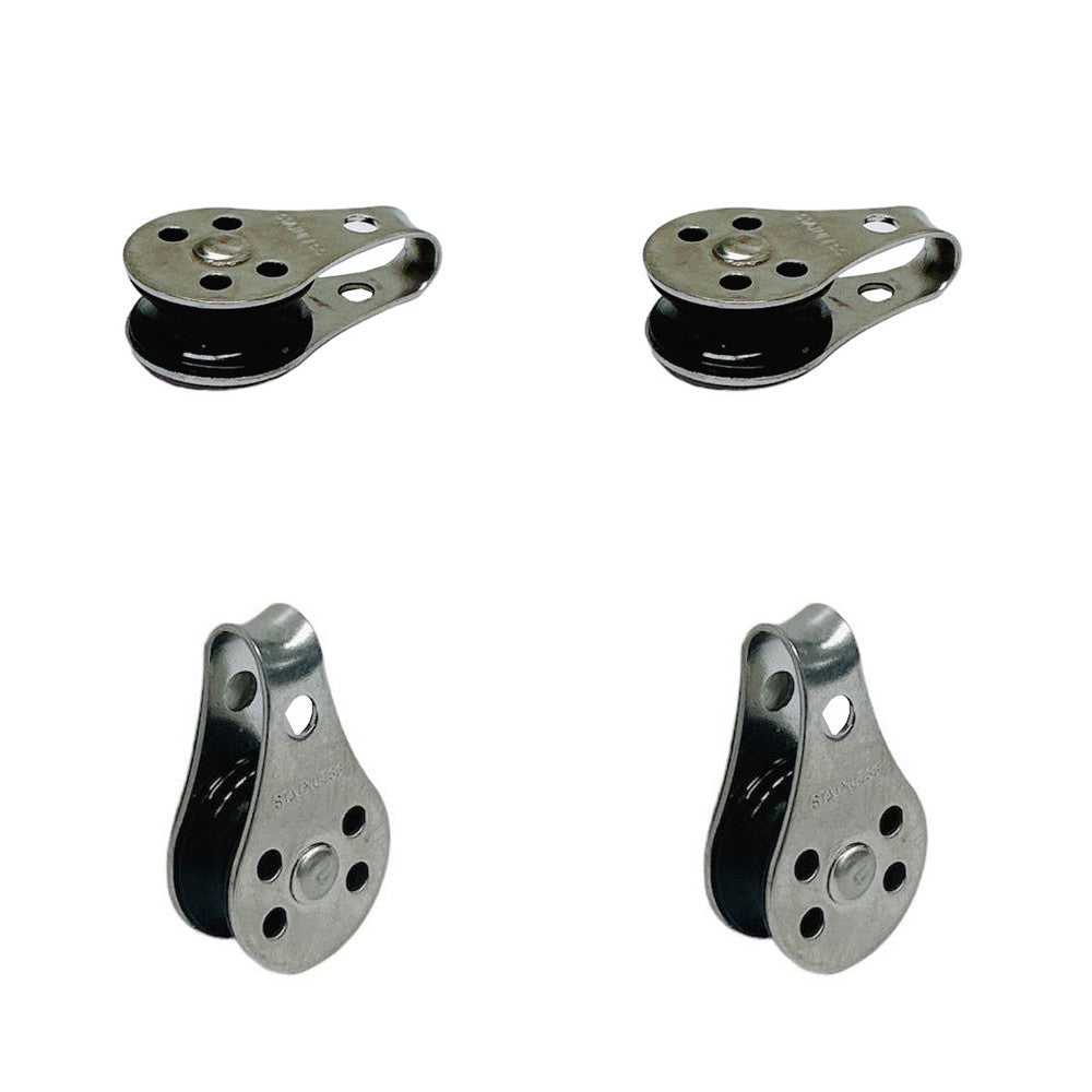4 Pc Marine T304 Stainless Steel 1/4" Pulley Block Wire Rope Hoist Lift Puller