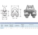 Drop forged steel rope clip cable clamp, corrosion resistant hardware for boats and outdoor projects