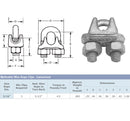 Drop forged steel rope clip cable clamp, corrosion resistant hardware for boats and outdoor projects