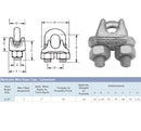 Drop forged steel rope clip cable clamp, corrosion resistant hardware for boats and outdoor projects