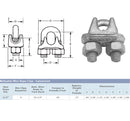 Drop forged steel rope clip cable clamp, corrosion resistant hardware for boats and outdoor projects