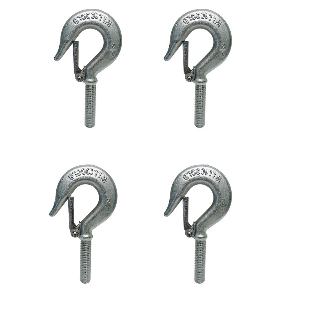 4 Pc Marine Stainless Steel 1/2" Threaded Shank Hook Drop Hook
