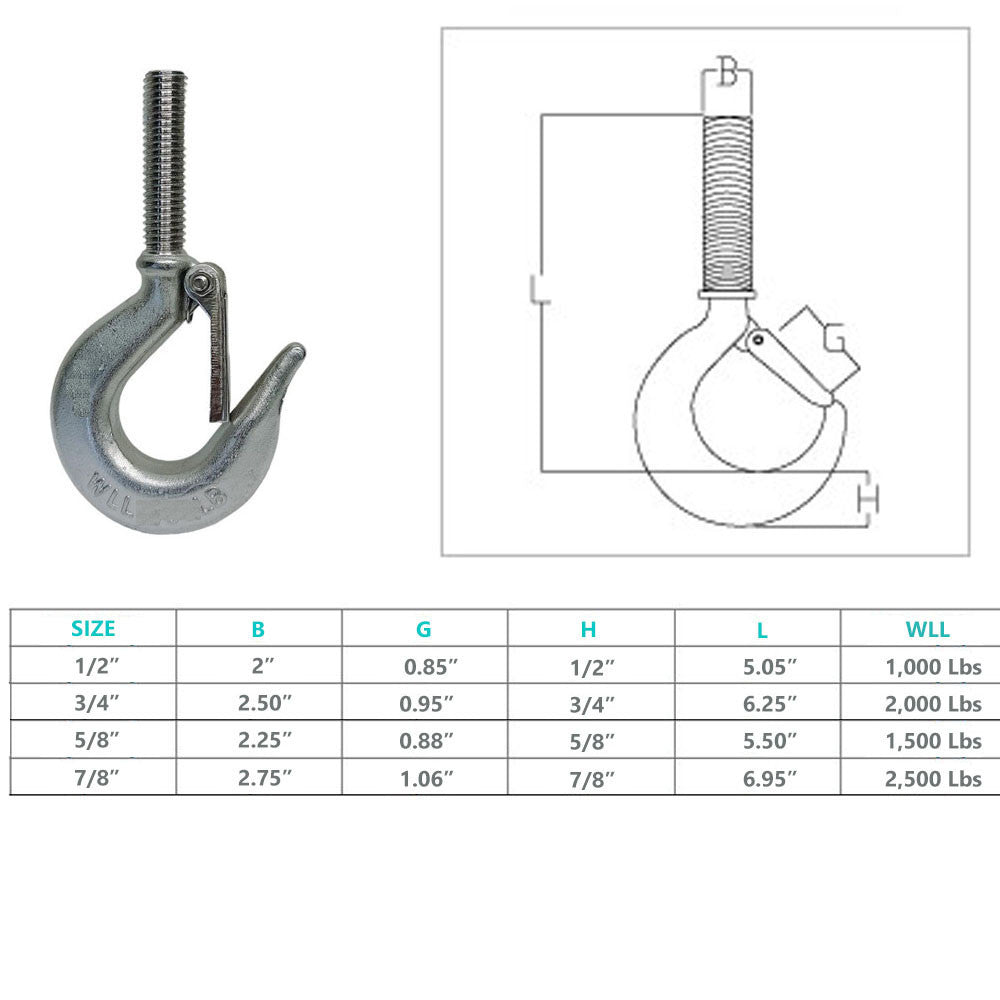 Marine Stainless Steel Threaded Shank Hook Drop Hook _ Various