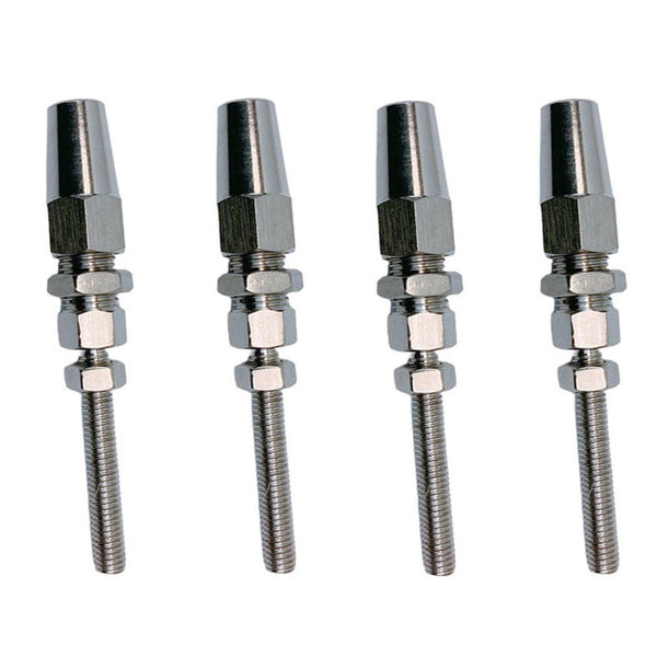 4 Pc Marine Stainless Steel 1/4" Swageless Threaded Stud 1/2" Thread 1/4" Cable