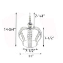 14-3/4"H x 11"D Silver Crystal Bead Crown Grand Centerpiece Table Home Decor