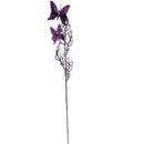 Artificial 31" Purple Glitter Butterflies Dead Twig Spray Window Insect Floral Decor Party Flower Arrangement