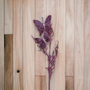 10 Pcs Artificial 31" Lavender Glitter Butterflies Dead Twig Spray Window Insect Floral Decor Party Flower Arrangement