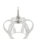16-1/4"H x 15-1/4"D Silver Crystal Bead Crown Grand Centerpiece Table Home Decor