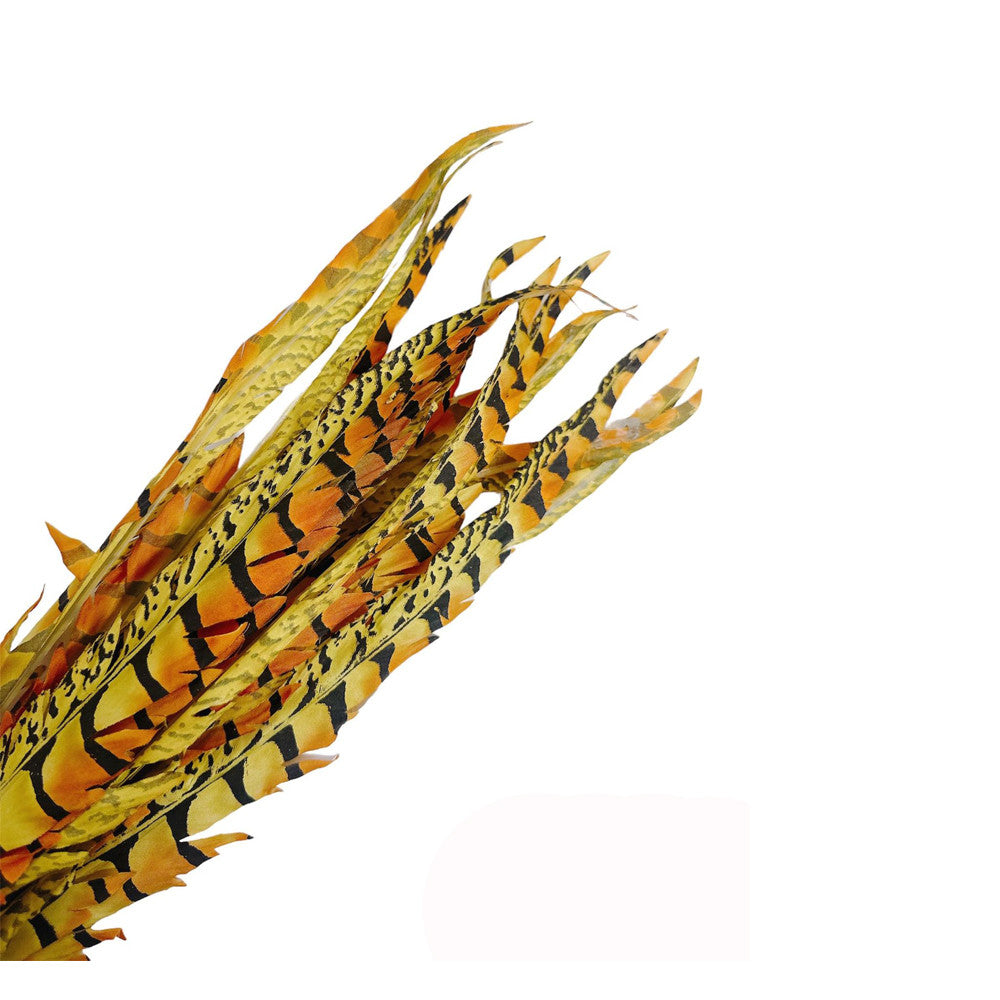 12 Pc 22" Yellow Ruby Faux Feather Spray Feather Bush Christmas Decor Flowers