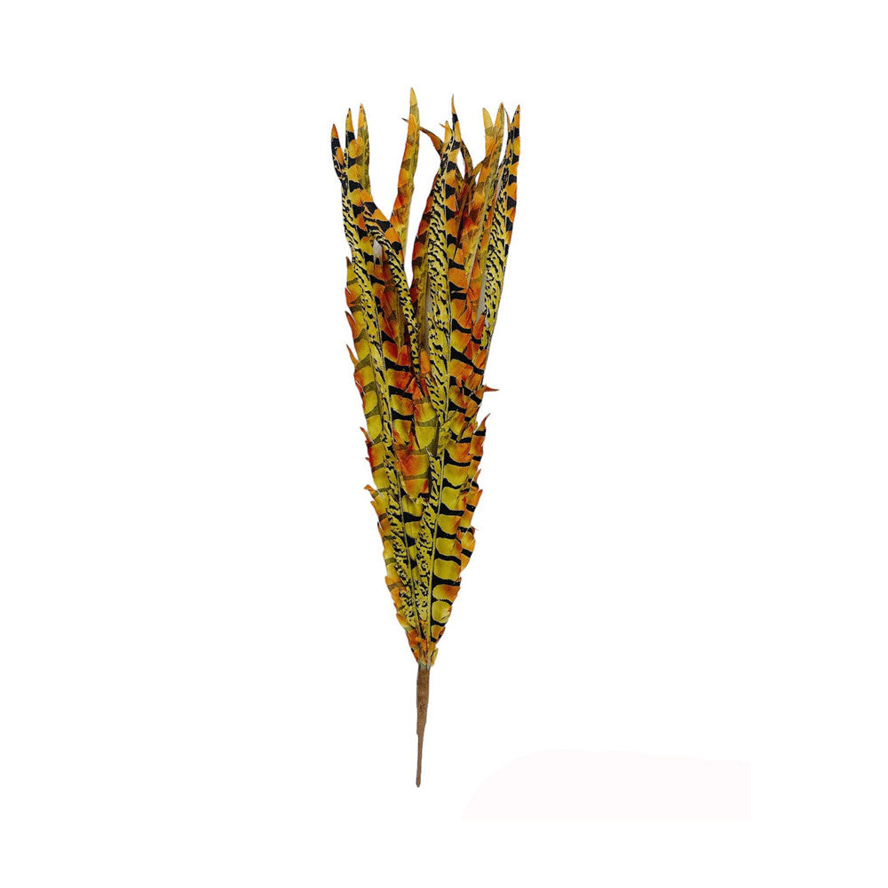 12 Pc 22" Yellow Ruby Faux Feather Spray Feather Bush Christmas Decor Flowers