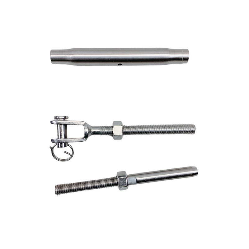 4 Pc Stainless Steel T316 1/8" Cable Jaw And Swage Stud Turnbuckle 1/4" Thread