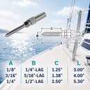 Marine Boat Stainless Steel Swageless Lag Stud for Cable Rail, Wire Rope Railing Terminal Fitting for Deck, Stair, Balcony, Dock, and Rigging