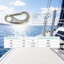 Marine T316 Stainless Steel Gate Snap Hook Carabiner, Rigging Clip for Boat, Dock, Rope, Chain, and Cable Use