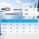 T316 Stainless Steel Threaded Eye Tab 5 Pack, 5/16"-18, 5/16"-24, and 5/16" Lag Thread Marine Grade Cable Hardware