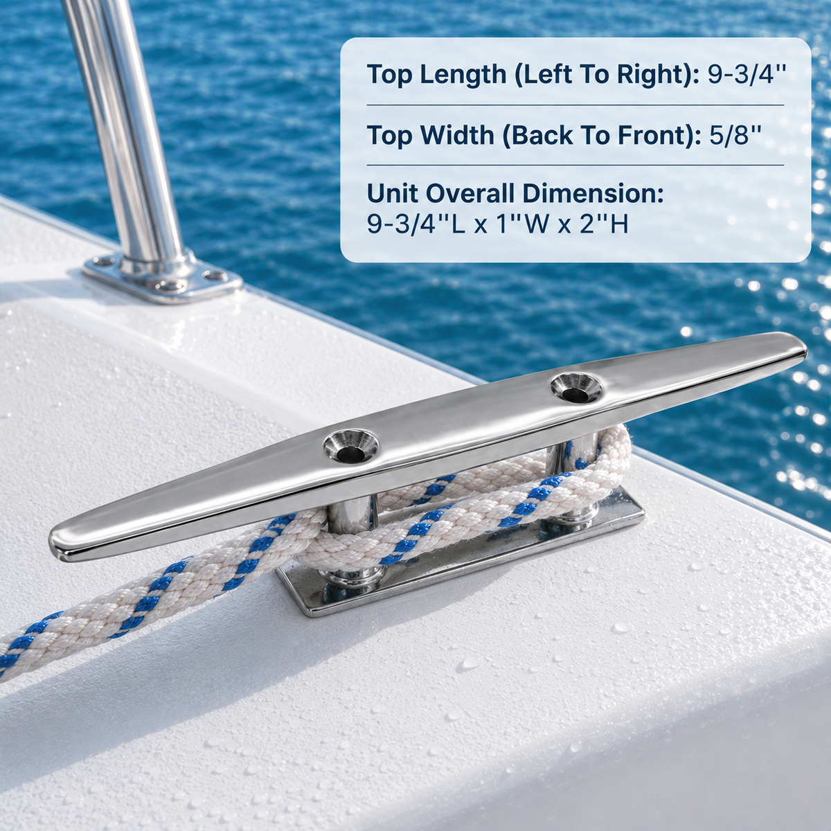 4 Pc Set Marine Boat T316 Stainless Steel Low Flat Cleat, Flat Top Dock Deck Rope Cleat for Yacht, Sailboat, Mooring