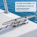 4 Pc Set Marine Boat T316 Stainless Steel Low Flat Cleat, Flat Top Dock Deck Rope Cleat for Yacht, Sailboat, Mooring