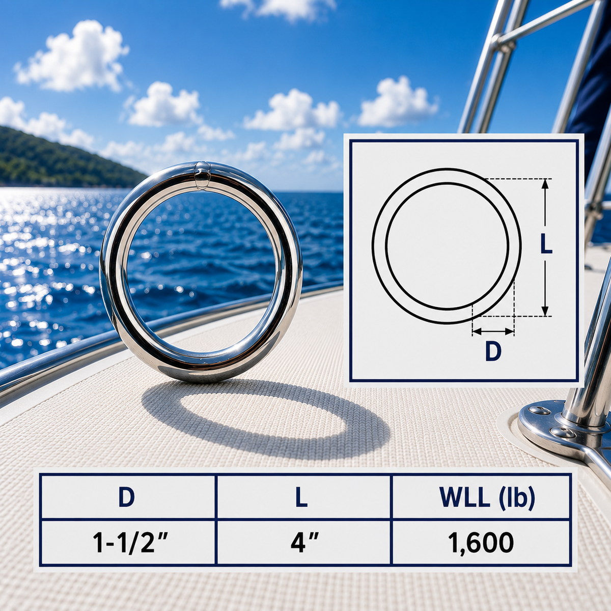 Marine Boat Stainless Steel Round Ring Link, Yacht Rigging Connector Ring for Rope, Chain, Cable, and Deck Hardware