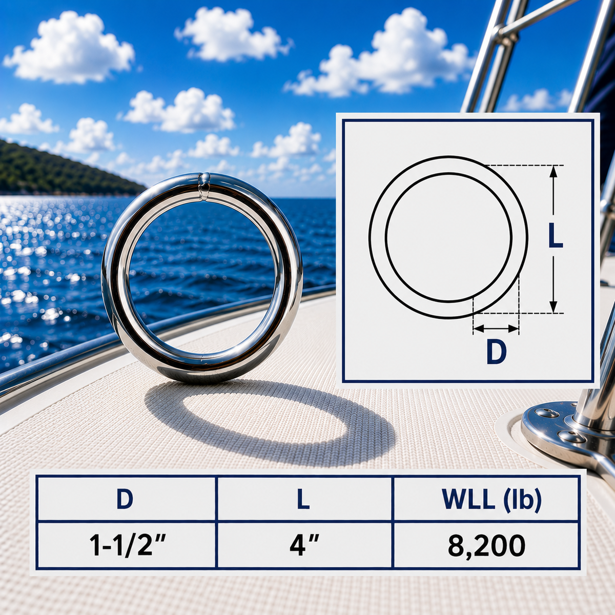 Marine Boat Stainless Steel Round Ring Link, Yacht Rigging Connector Ring for Rope, Chain, Cable, and Deck Hardware