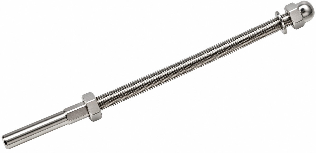 10 Pc Set T316 Stainless Steel Swage Threaded Stud End Fitting, Cable Rail Terminal for 1/8", 3/16", and 1/4" Cable