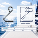 4 Pc Set Marine Boat T316 Stainless Steel Cunningham Hook, Top Dock Deck Rope Hook for Yacht, Sailboat, Sailing Rigging, Line