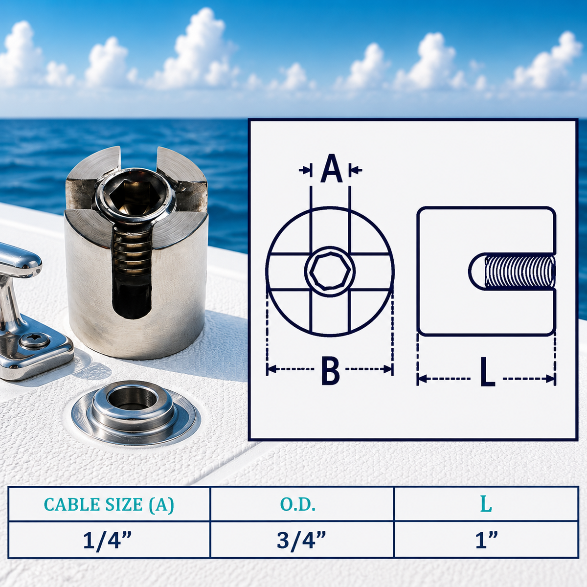 10 Pc Set Marine Boat T316 Stainless Steel Cross Cable Clamp, Wire Rope Clip for Cable Railing, Rigging, and Outdoor Use