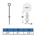 Marine Boat T316 Stainless Steel Welded Plain Eye Bolt, Rigging Lifting Hardware for Deck, Dock, Cable, Chain, and Rope