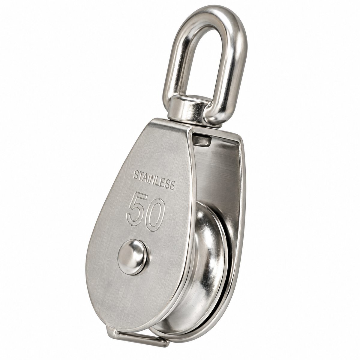 5 Pc Set T316 Stainless Steel Single Pulley Swivel Eye Hoist, Marine Rigging Pulley for Rope and Cable in 1", 1-1/4", and 2" Sizes
