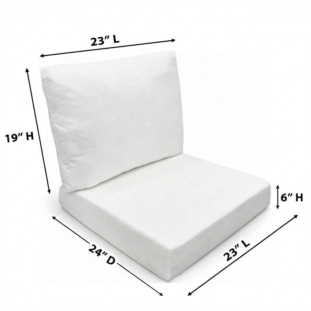 Small 23" x 24" x 6" Deep Seat Cushion Insert for Patio Furniture Sofa Couch, Replacement Indoor Outdoor Deep Seating Cushion | Insert Only |