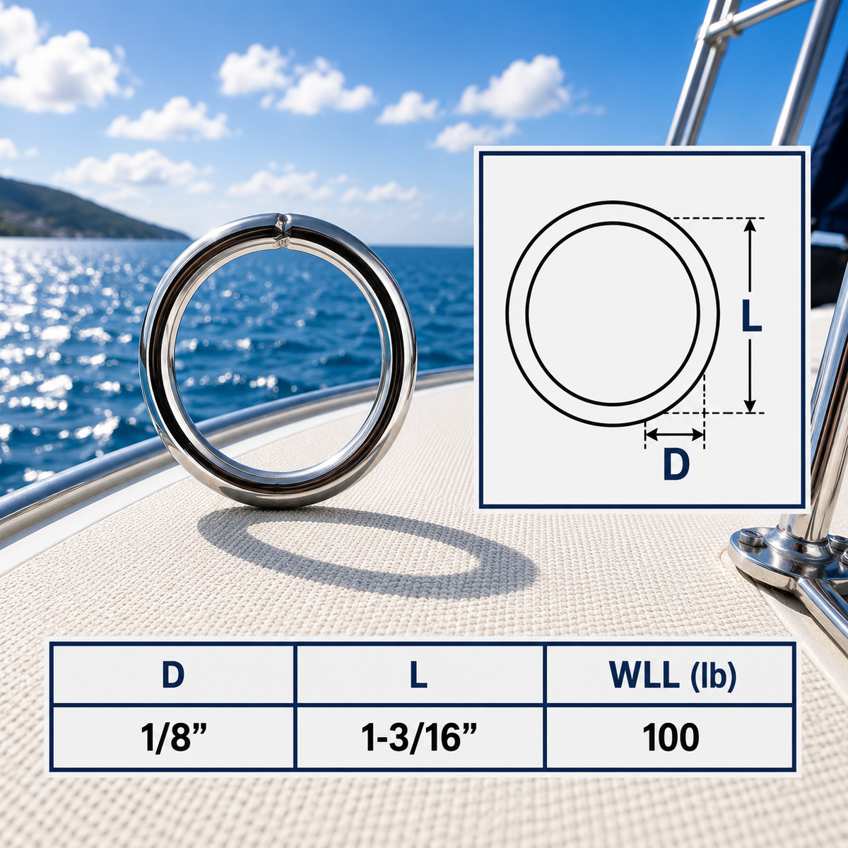 Marine Boat Stainless Steel Round Ring Link, Yacht Rigging Connector Ring for Rope, Chain, Cable, and Deck Hardware